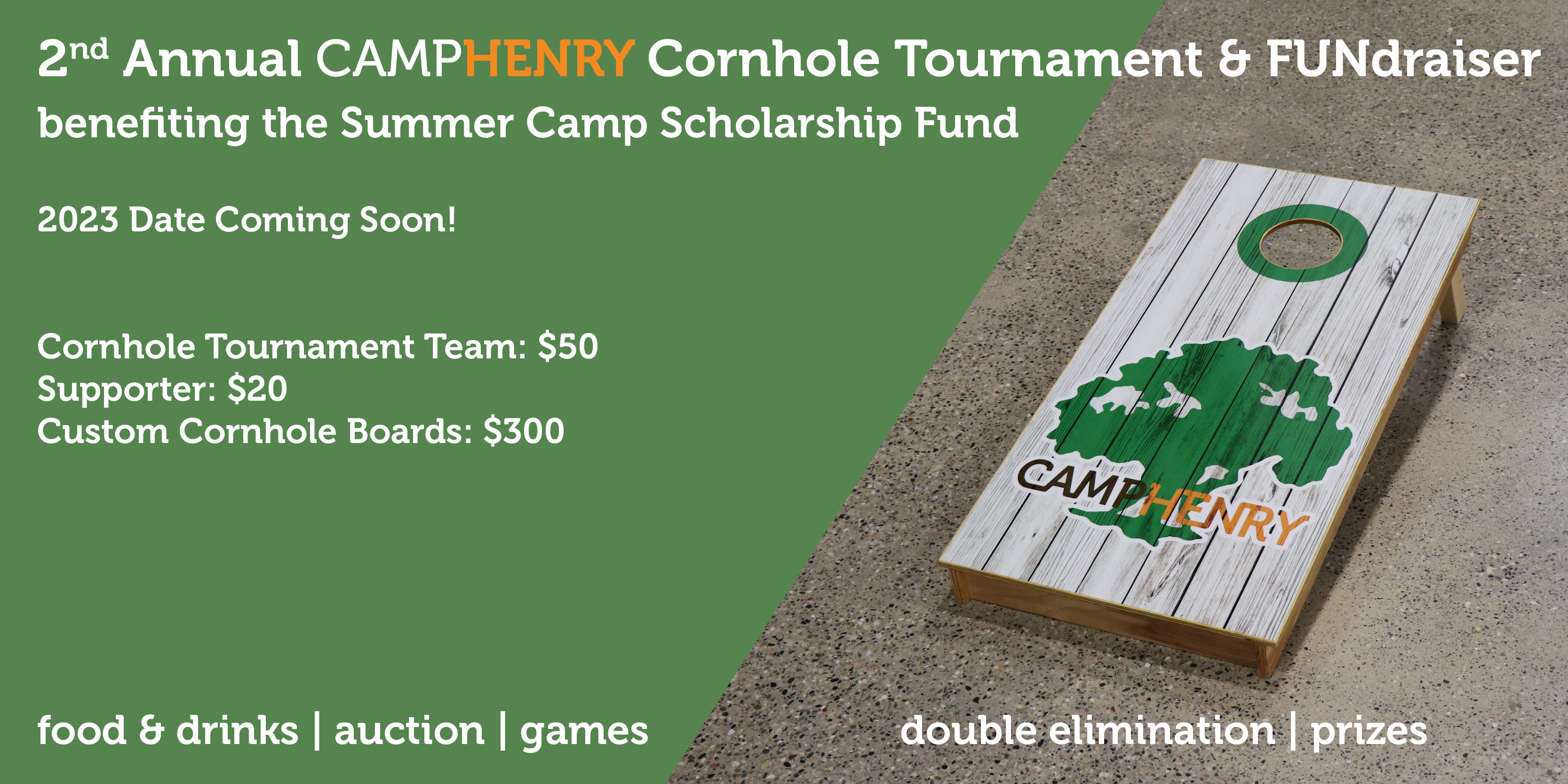 Camp Henry Cornhole Tournament & FUNdraiser 2022