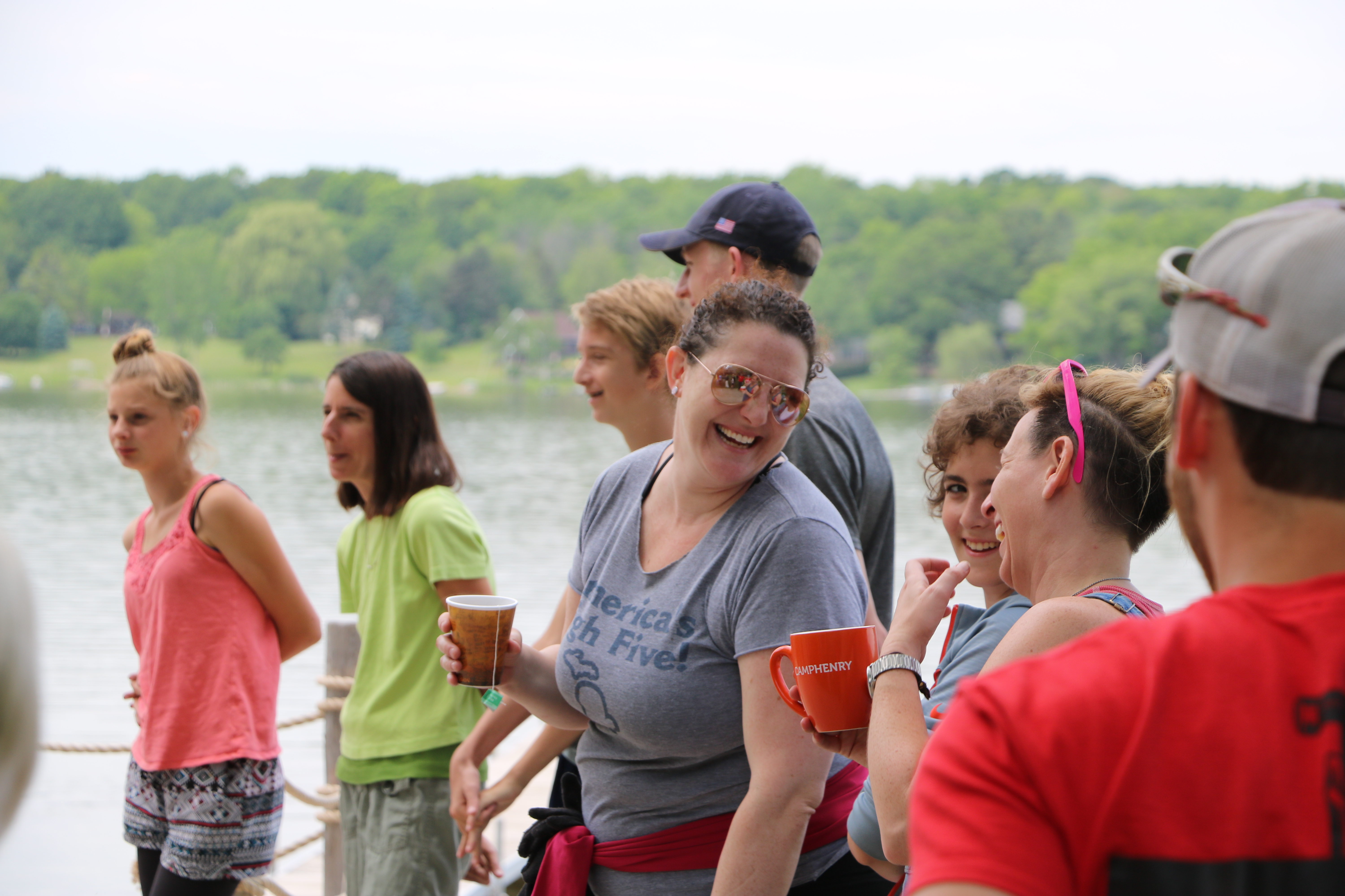 Moms laughing at Family Camp at Camp Henry